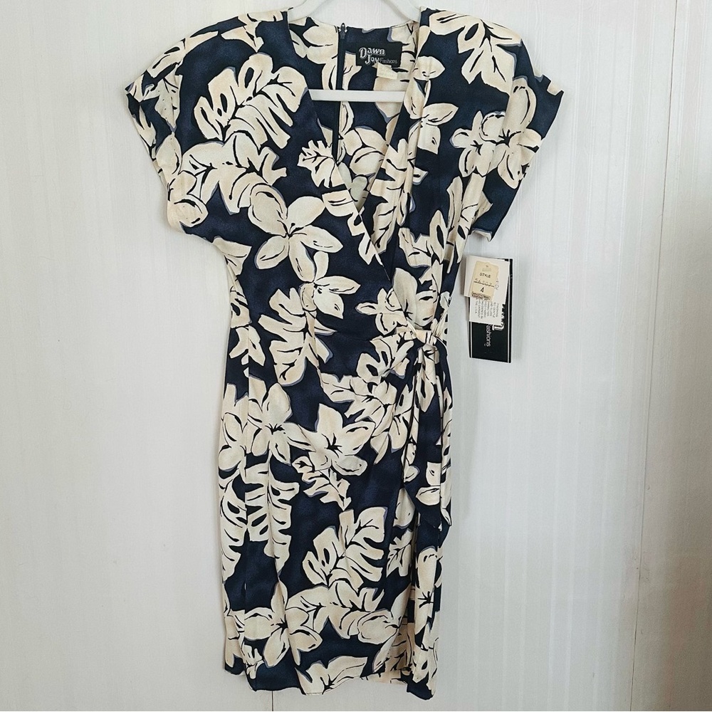 Vintage 90s Dawn Joy Fashions Faux Wrap Dress